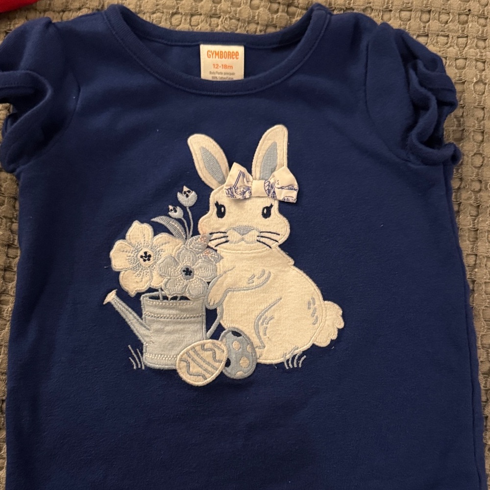 Gymboree Navy Bunny and Floral Tee